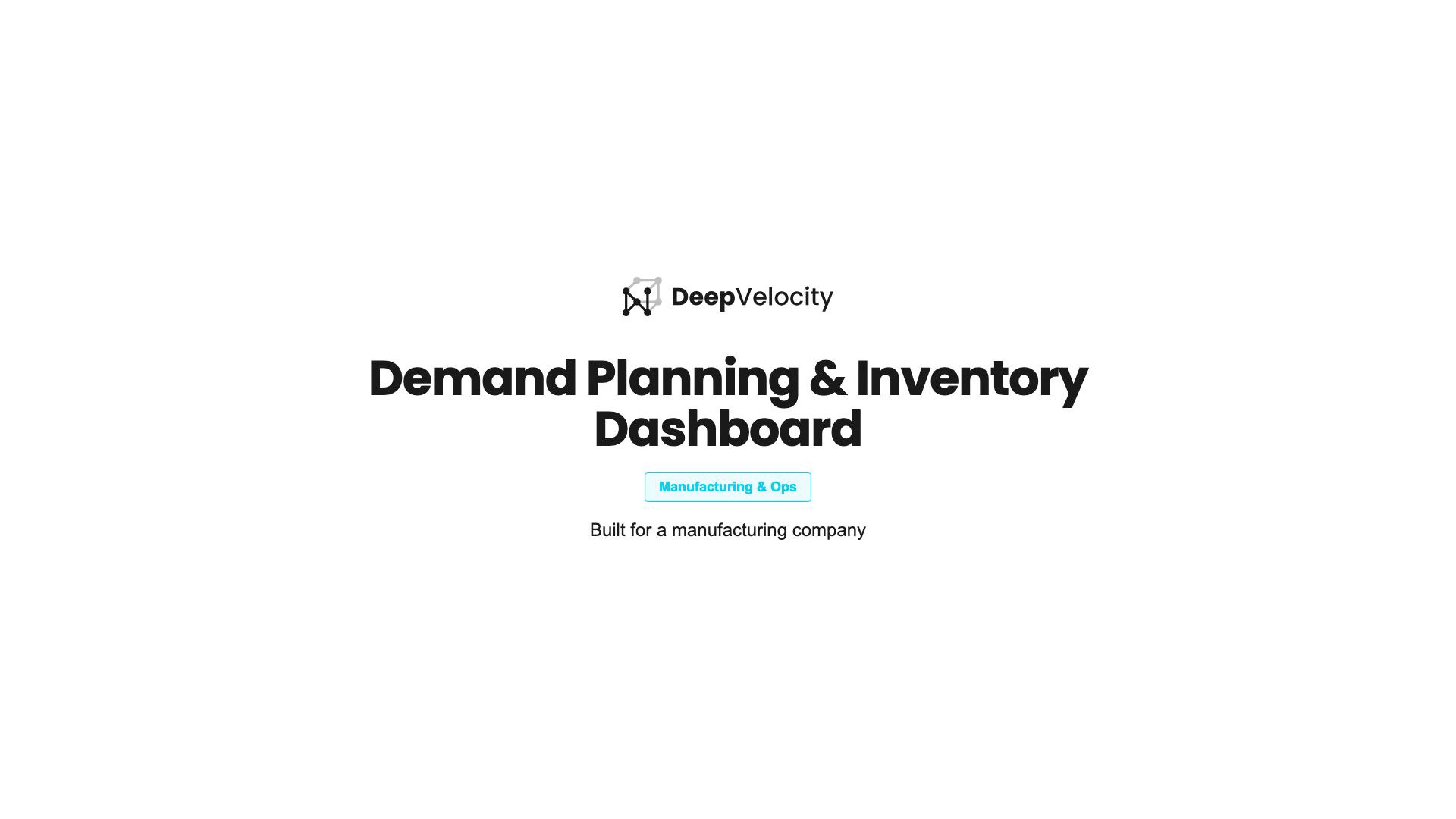 Demand Planning & Inventory Dashboard product demo